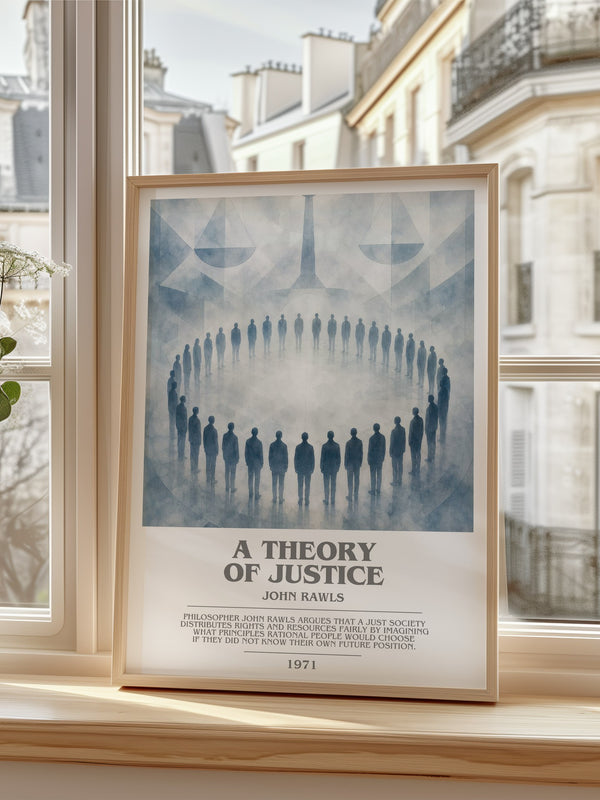 A Theory of Justice Bookish Wall Art by John Rawls – framed print by a bright window