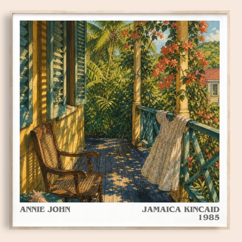 Annie John literary book poster by Jamaica Kincaid – framed literary art print