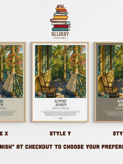 Annie John Bookish Wall Art by Jamaica Kincaid – Style X, Y and Z side by side – choose your finish