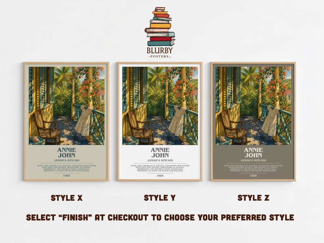 Annie John Bookish Wall Art by Jamaica Kincaid – Style X, Y and Z side by side – choose your finish