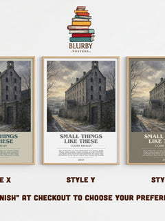 Small Things Like These Bookish Wall Art by Claire Keegan – Style X, Y and Z side by side – choose your finish
