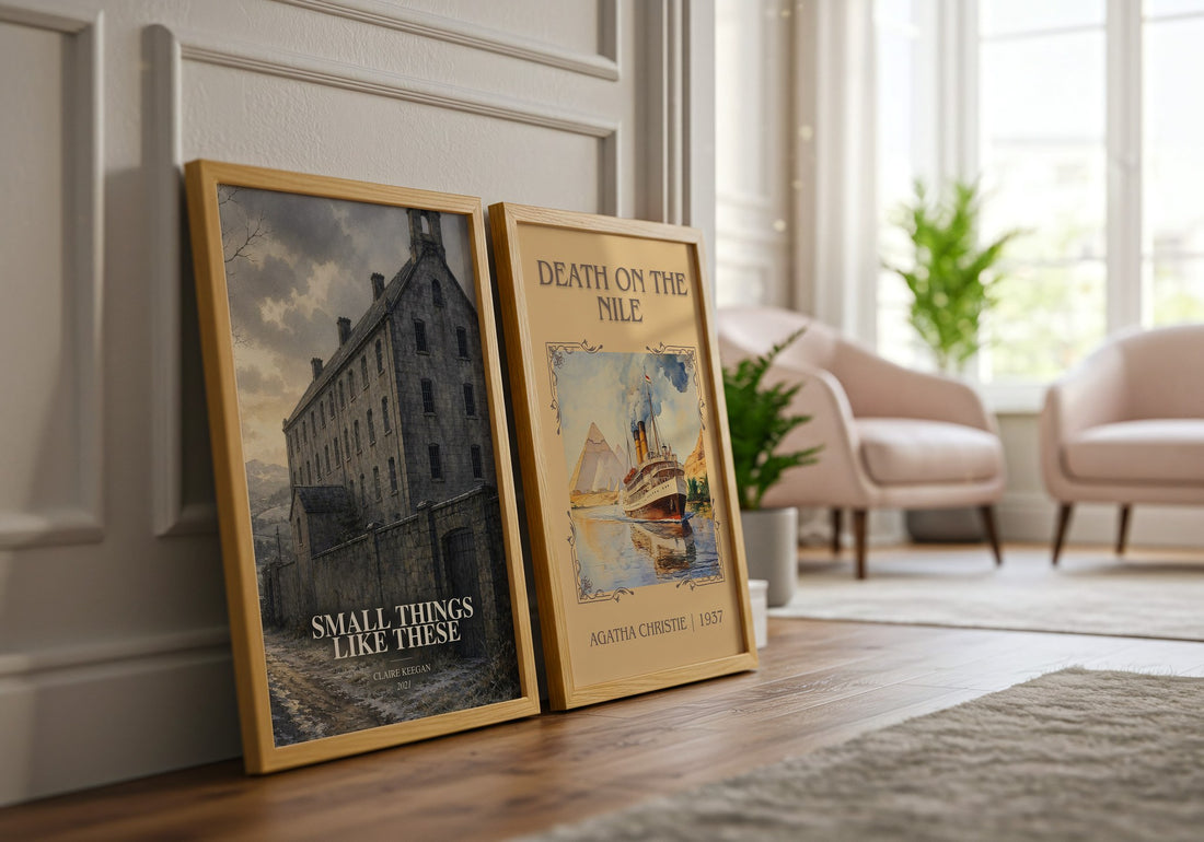 Small Things Like These watercolour print framed by window – literary home decor