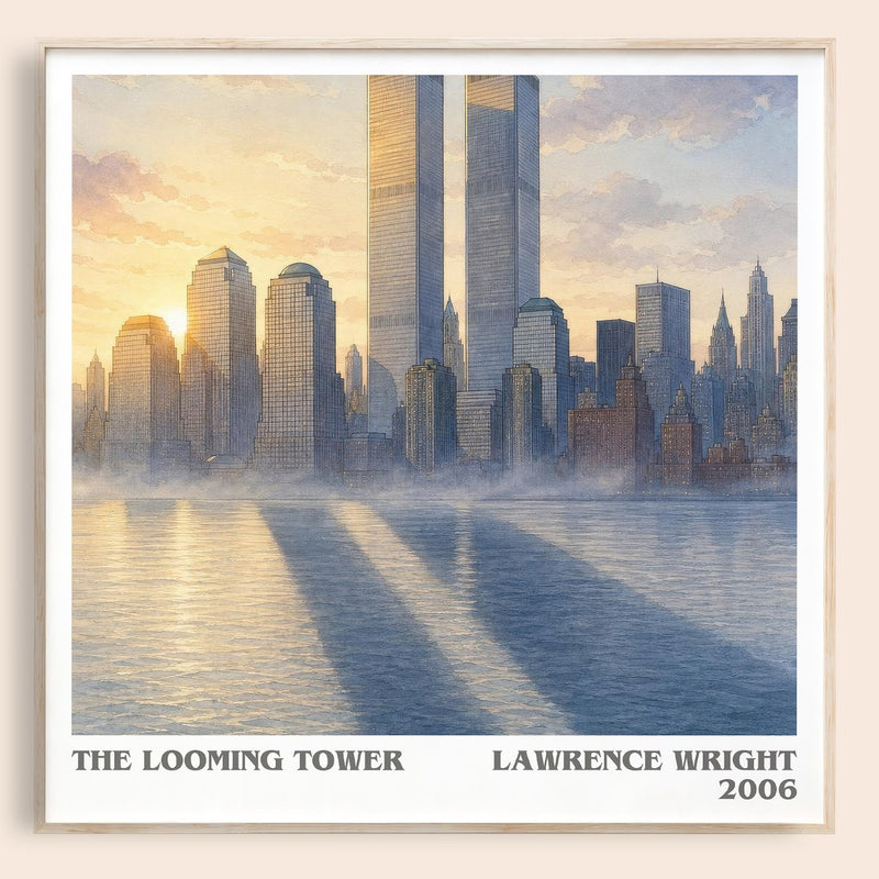 The Looming Tower literary book poster by Lawrence Wright – framed literary art print
