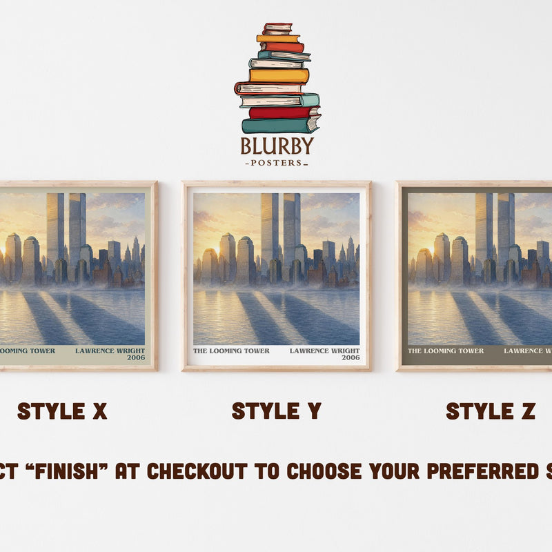The Looming Tower literary print in frame leaning in hallway – non fiction wall art