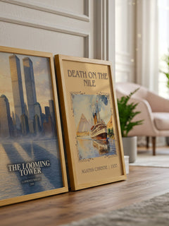 The Looming Tower watercolour print framed by window – literary home decor
