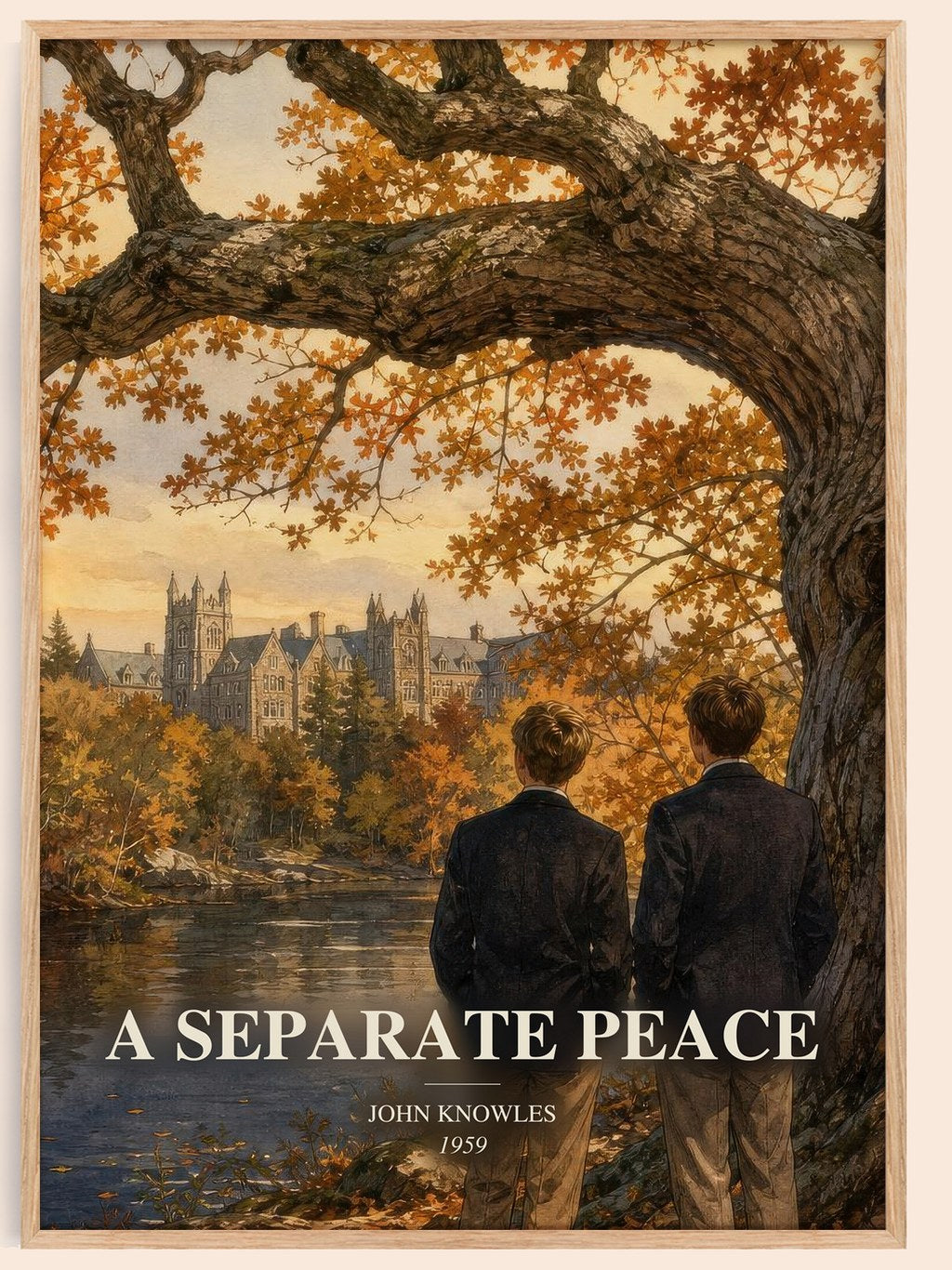 A Separate Peace watercolour book poster by John Knowles – framed literary art print
