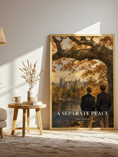 A Separate Peace watercolour print in frame leaning in hallway – coming of age wall art