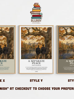 A Separate Peace Bookish Wall Art by John Knowles – Style X, Y and Z side by side – choose your finish