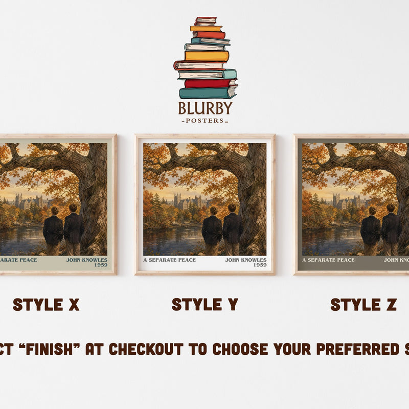 A Separate Peace literary print in frame leaning in hallway – coming of age wall art