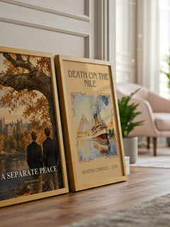 A Separate Peace watercolour print framed by window – literary home decor