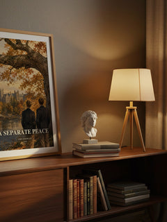 A Separate Peace watercolour print on bookshelf – John Knowles fan gift