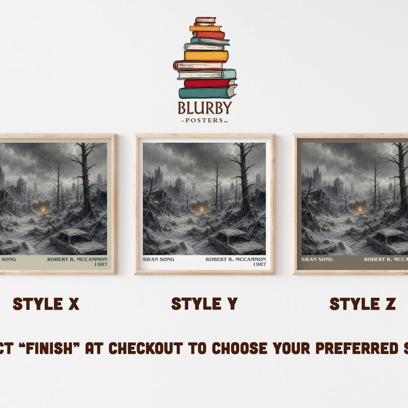 Swan Song literary print in frame leaning in hallway – horror wall art