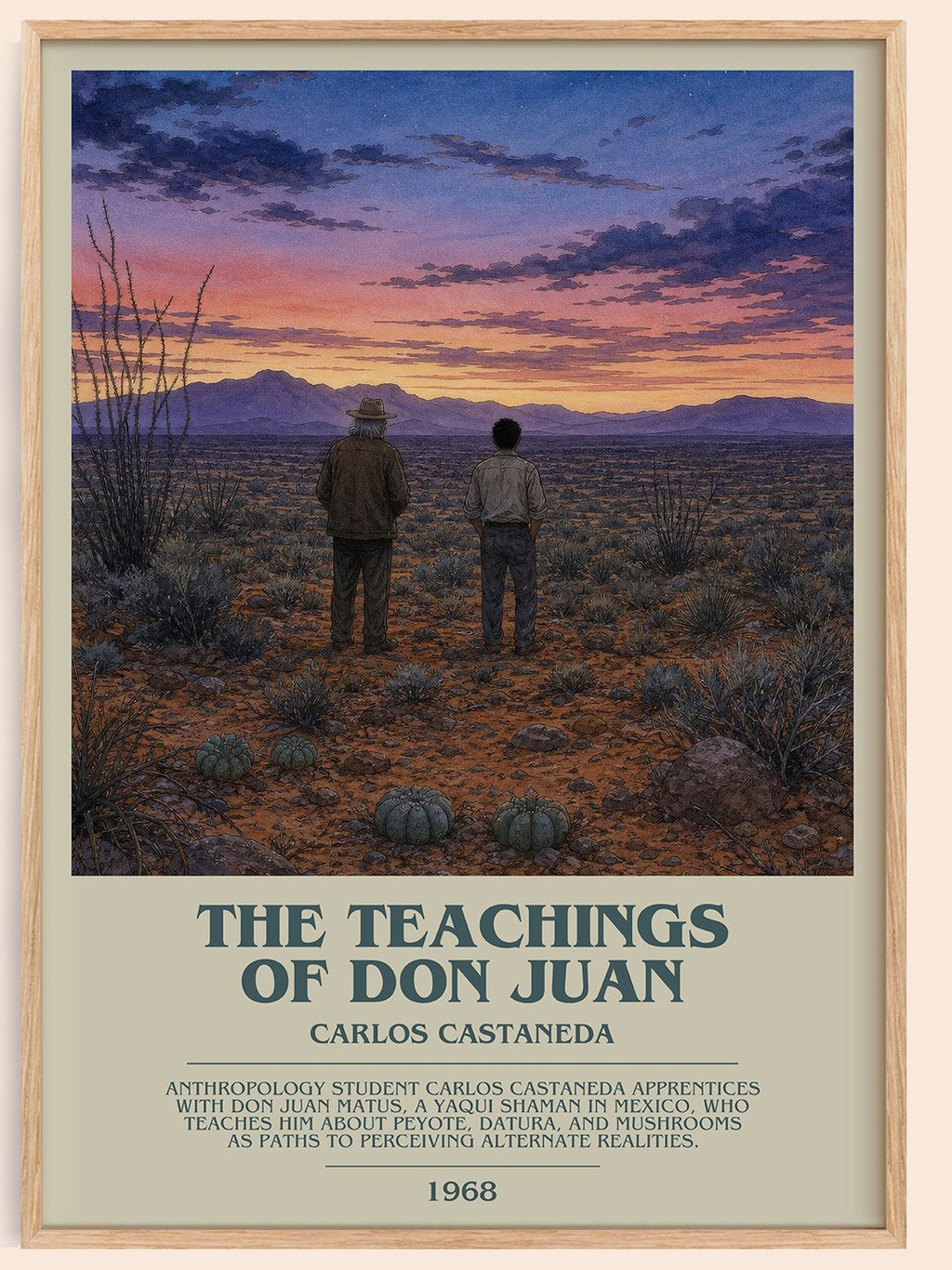 The Teachings Of Don Juan Bookish Wall Art by Carlos Castaneda – framed poster