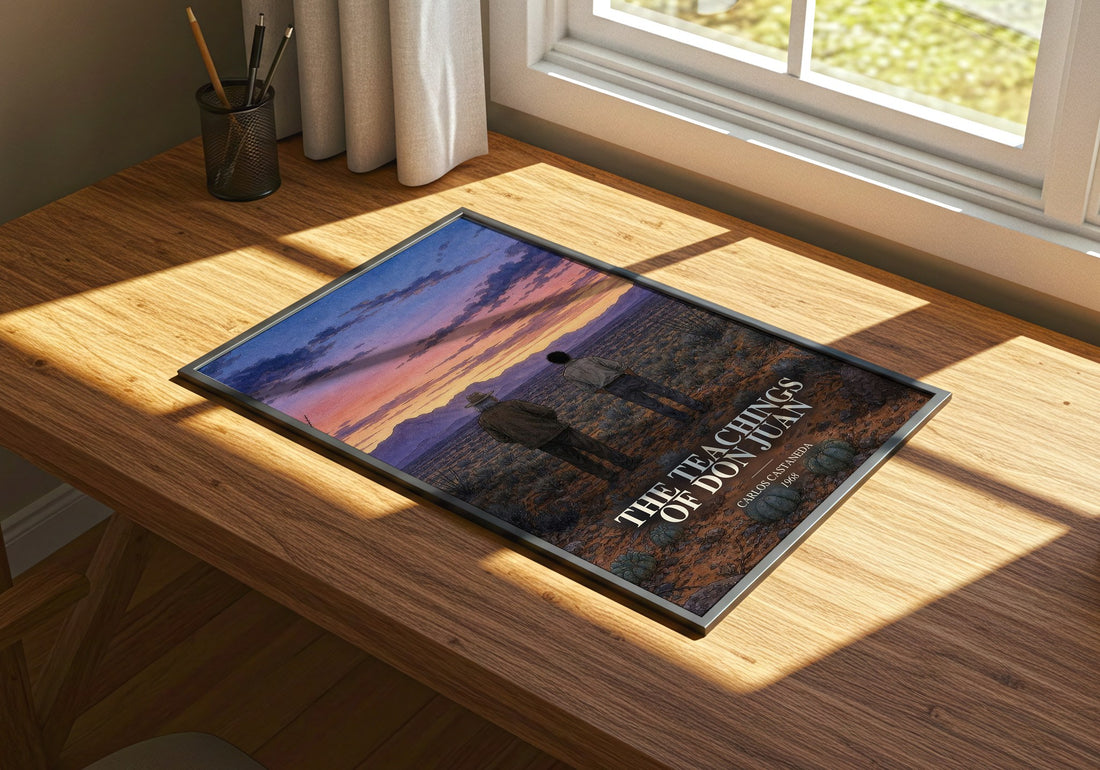 The Teachings Of Don Juan watercolour book poster framed on wall – non fiction wall art