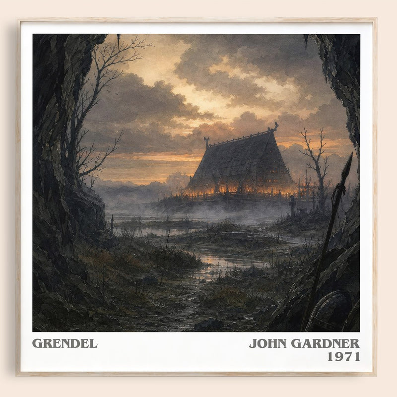 Grendel literary book poster by John Gardner – framed literary art print