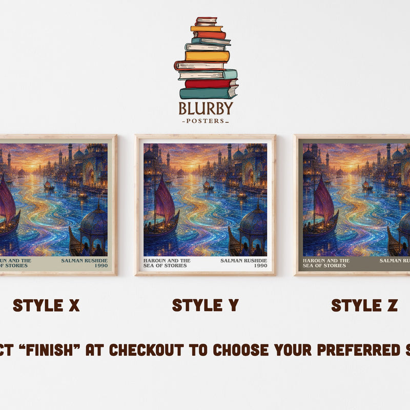 Haroun and the Sea of Stories literary print in frame leaning in hallway – fantasy wall art