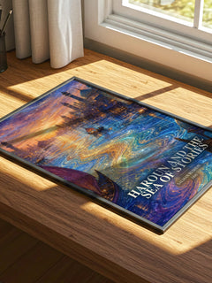 Haroun and the Sea of Stories watercolour book poster framed on wall – fantasy wall art