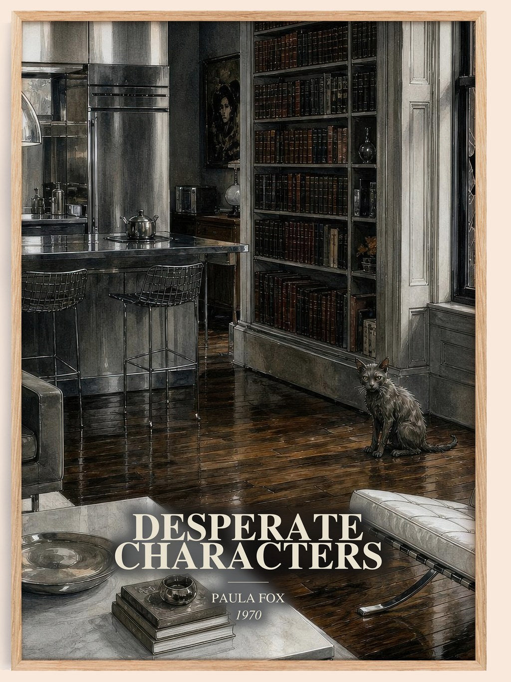 Desperate Characters watercolour book poster by Paula Fox – framed literary art print