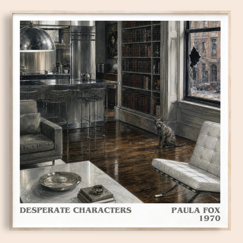 Desperate Characters literary book poster by Paula Fox – framed literary art print
