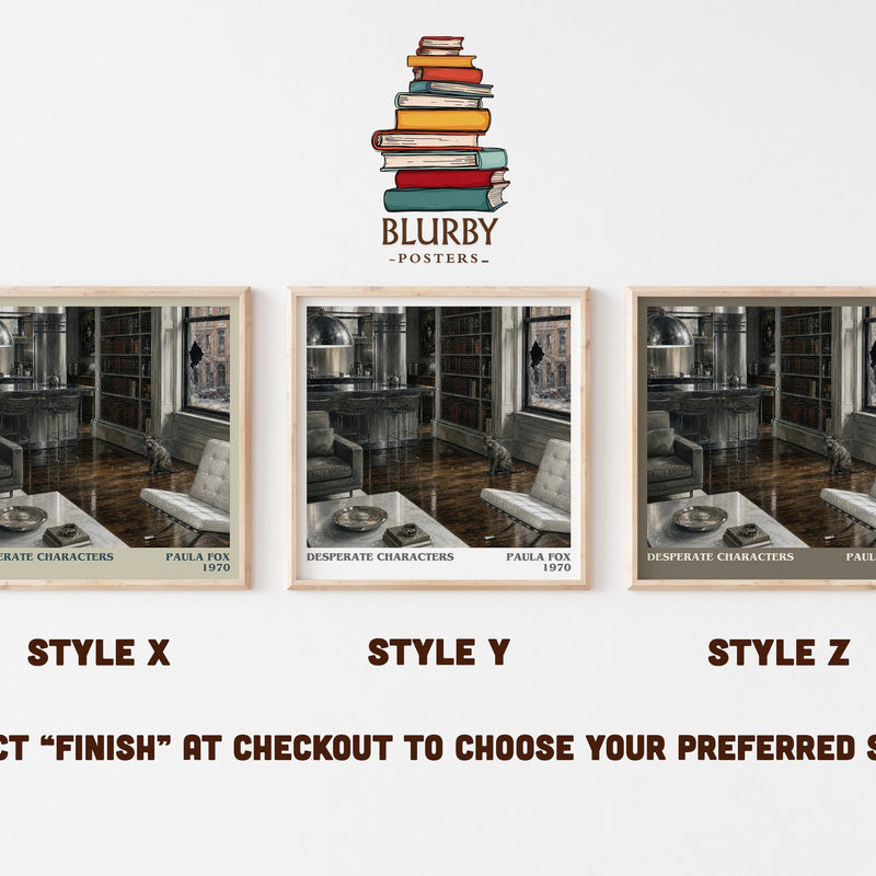 Desperate Characters literary print in frame leaning in hallway – literary fiction wall art