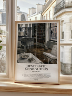 Desperate Characters Bookish Wall Art by Paula Fox – framed print by a bright window