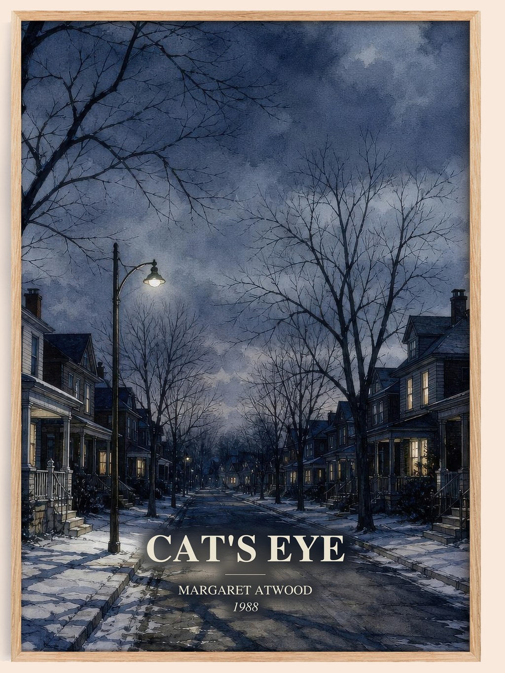 Cat's Eye watercolour book poster by Margaret Atwood – framed literary art print