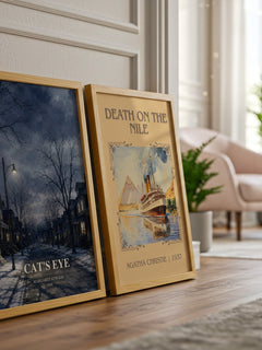 Cat's Eye watercolour print framed by window – literary home decor