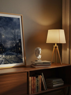 Cat's Eye watercolour print on bookshelf – Margaret Atwood fan gift