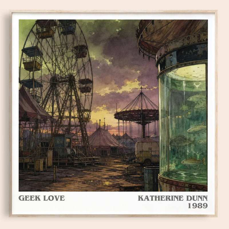 Geek Love literary book poster by Katherine Dunn – framed literary art print