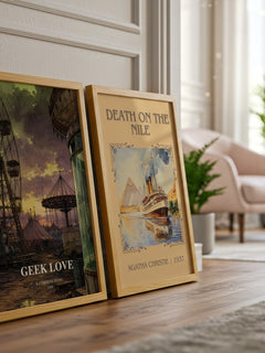 Geek Love watercolour print framed by window – literary home decor