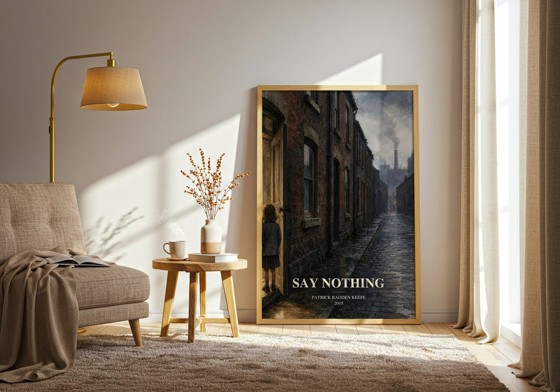 Say Nothing watercolour print in frame leaning in hallway – non fiction wall art