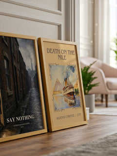 Say Nothing watercolour print framed by window – literary home decor