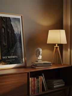 Say Nothing watercolour print on bookshelf – Patrick Radden Keefe fan gift