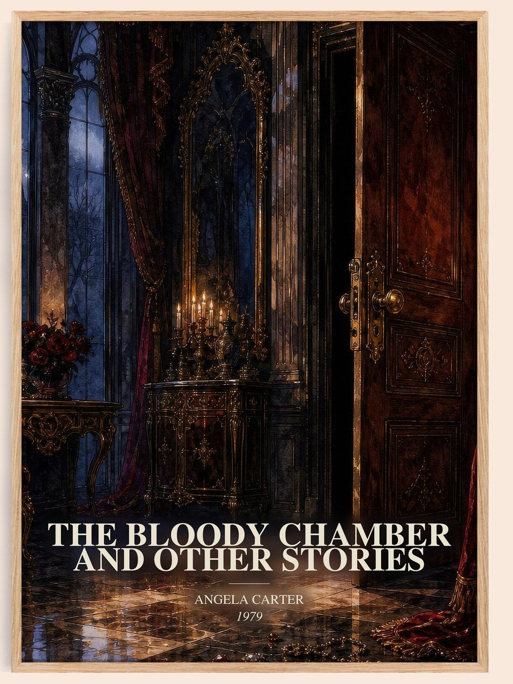 The Bloody Chamber And Other Stories watercolour book poster by Angela Carter – framed literary art print
