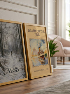 Tenth of December watercolour print framed by window – literary home decor
