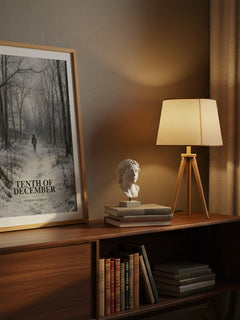 Tenth of December watercolour print on bookshelf – George Saunders fan gift