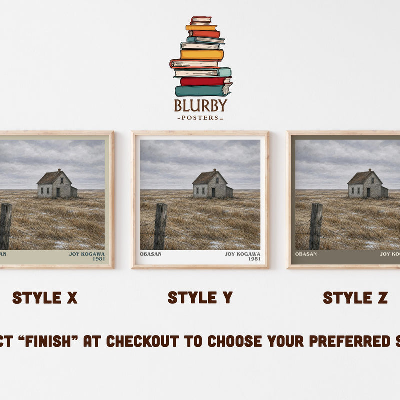 Obasan literary print in frame leaning in hallway – historical fiction wall art