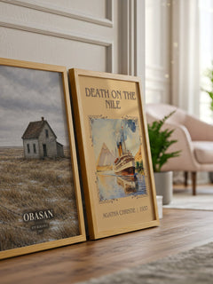 Obasan watercolour print framed by window – literary home decor