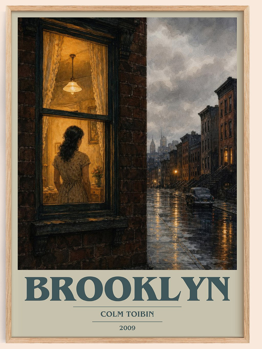 Brooklyn book cover book poster by Colm Toibin – framed literary art print
