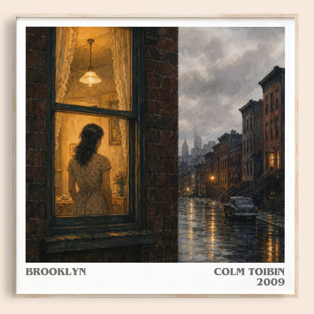 Brooklyn literary book poster by Colm Toibin – framed literary art print