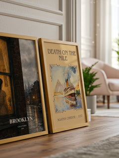 Brooklyn watercolour print framed by window – literary home decor