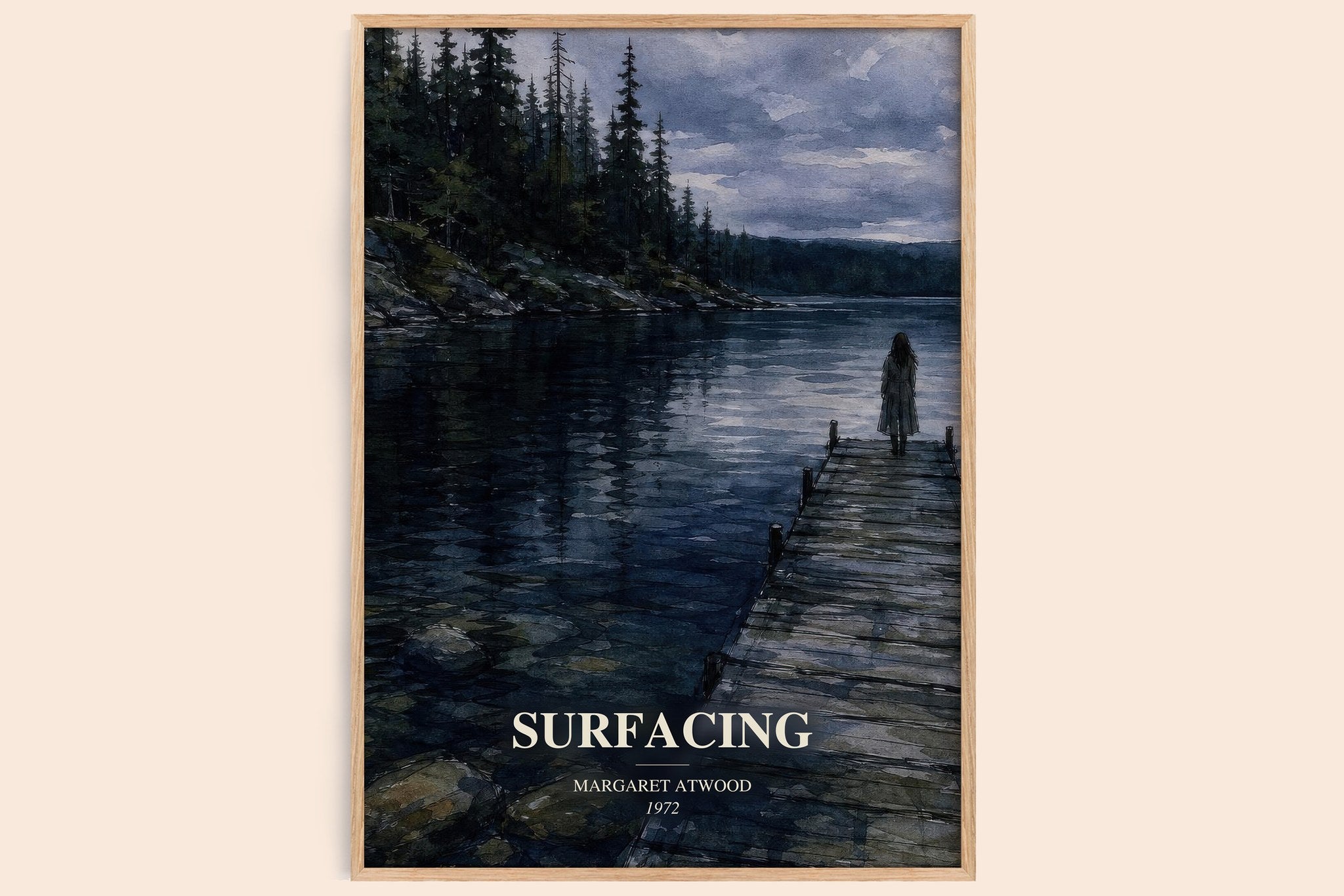 Surfacing Book Watercolour Illustration by Margaret Atwood