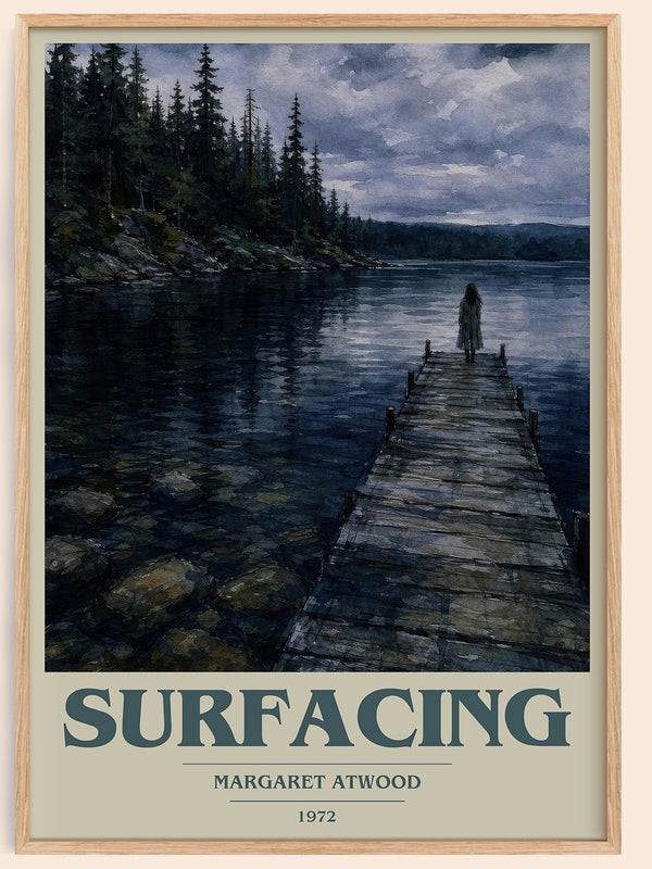 Surfacing book cover book poster by Margaret Atwood – framed literary art print