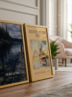 Surfacing watercolour print framed by window – literary home decor