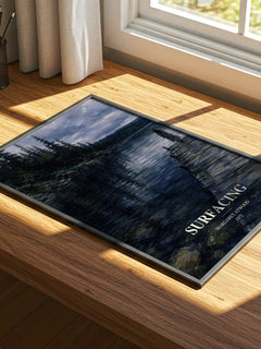 Surfacing watercolour book poster framed on wall – literary fiction wall art