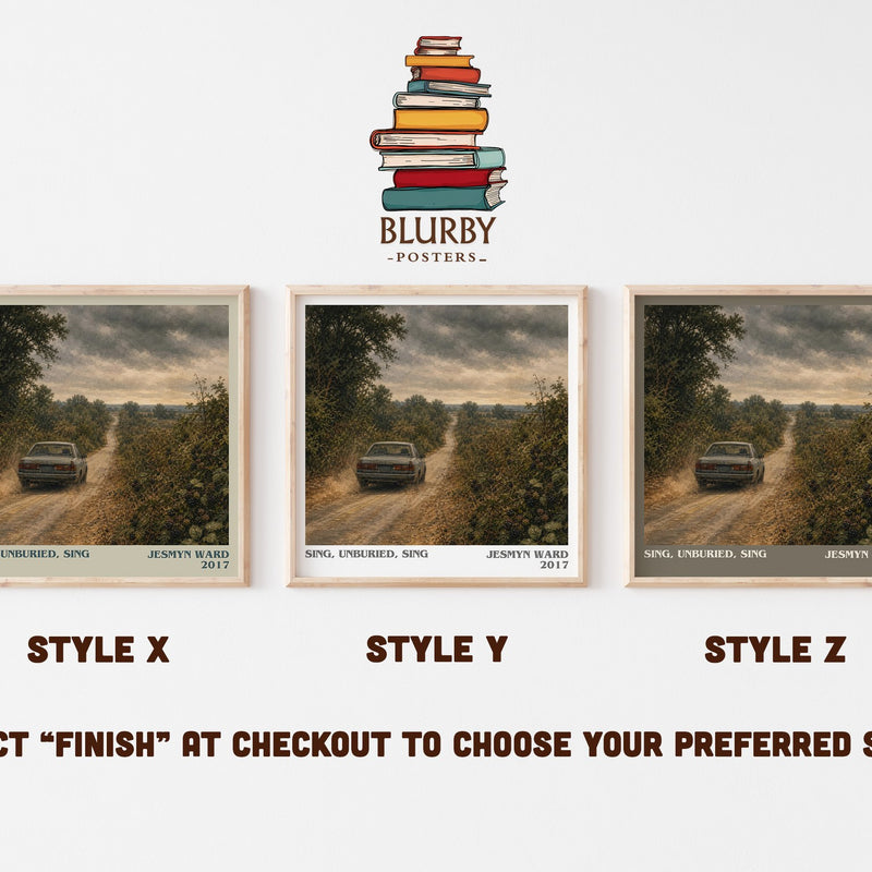 Sing, Unburied, Sing literary print in frame leaning in hallway – literary fiction wall art