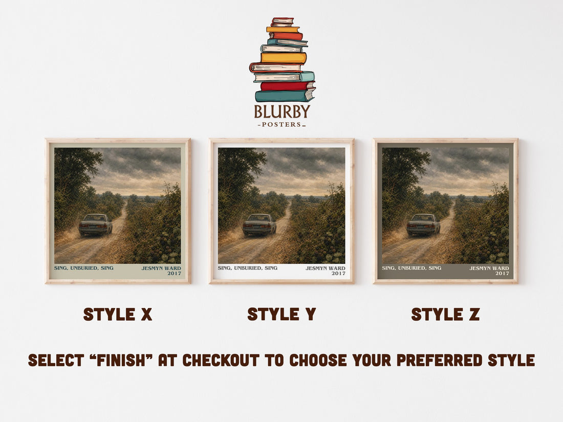 Sing, Unburied, Sing literary print in frame leaning in hallway – literary fiction wall art (mockup)
