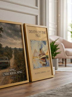 Sing, Unburied, Sing watercolour print framed by window – literary home decor