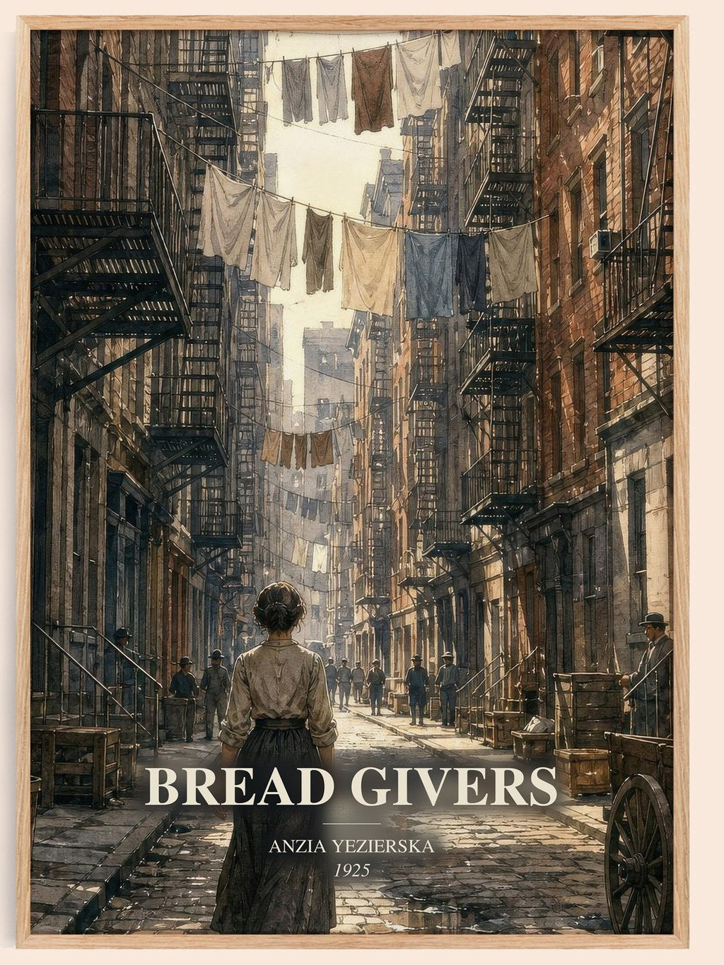 Bread Givers watercolour book poster by Anzia Yezierska – framed literary art print
