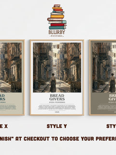 Bread Givers Bookish Wall Art by Anzia Yezierska – Style X, Y and Z side by side – choose your finish